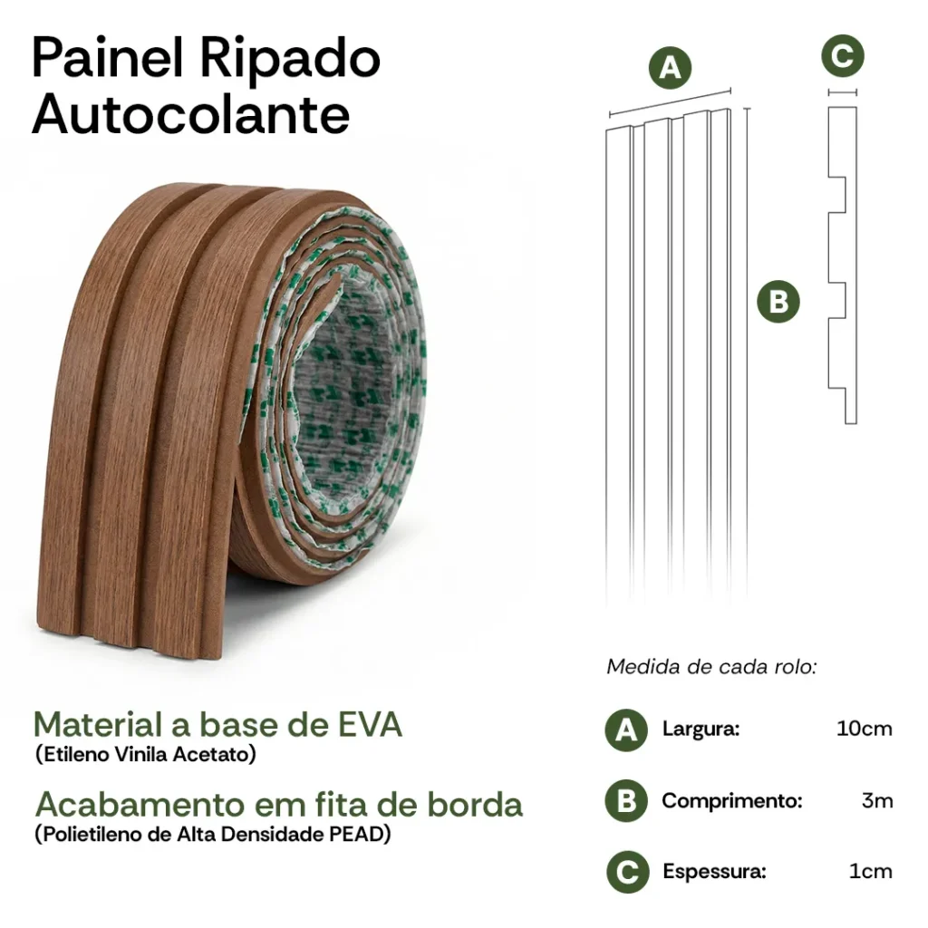 Kit Rolos de Painéis Ripados Autocolantes LINHAR®